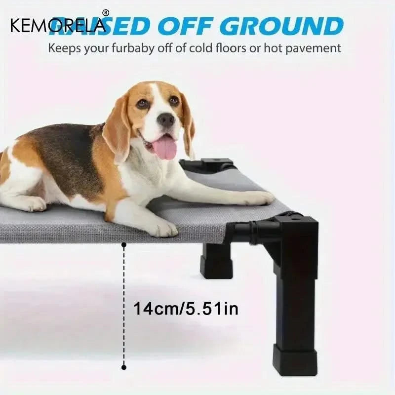 Elevated Portable Dog Bed with Detachable Canopy for Outdoor Indoor Pet Comfort