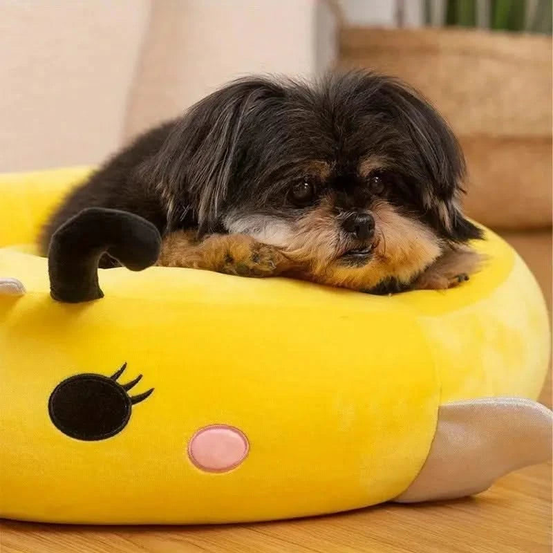 Cozy Round Plush Fleece Pet Bed Dogs Cats - Washable Comfort