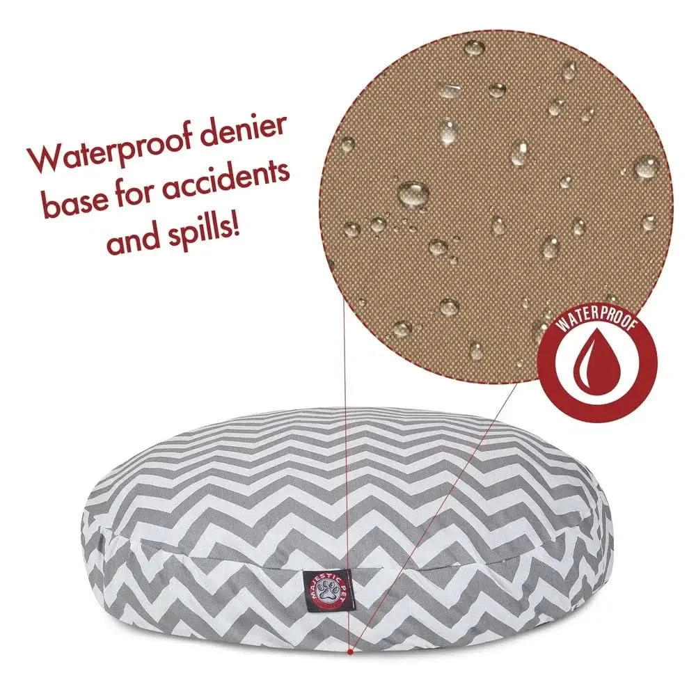 Premium Chevron Round Pet Bed for Dogs - Durable Outdoor Water-Resistant Washable Comfort