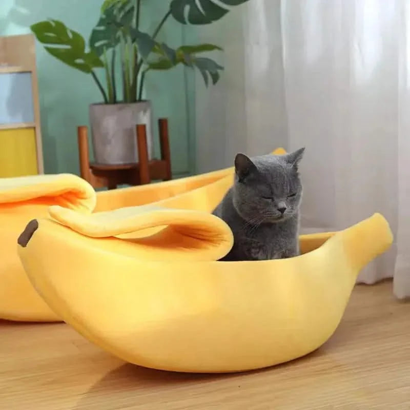 Cozy Banana Pet Bed: Soft Plush Winter Warm Nest Cushion for Cats & Dogs