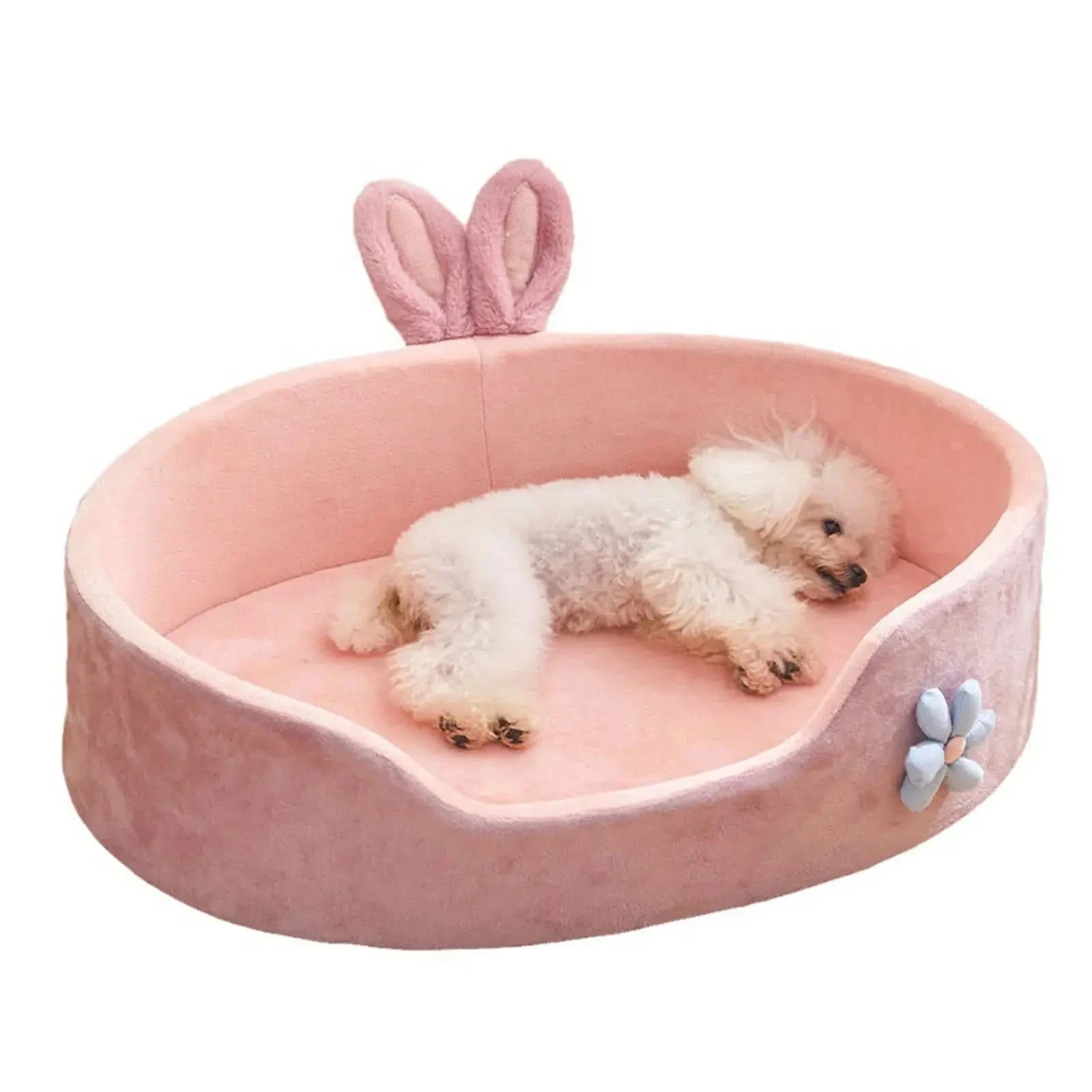 Cozy Pink Detachable Pet Bed for Dogs & Cats - Soft, Warm, Washable, All-Season