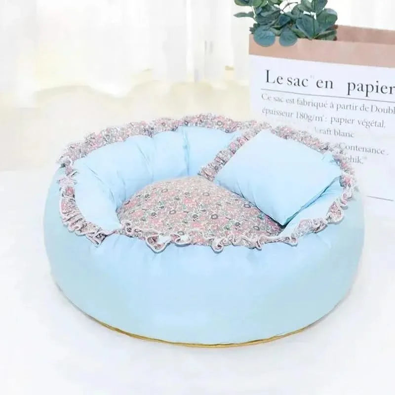 Cozy Floral Pet Sleeping Bag Bed: Soft Warm Breathable Winter Dog Cat Nest