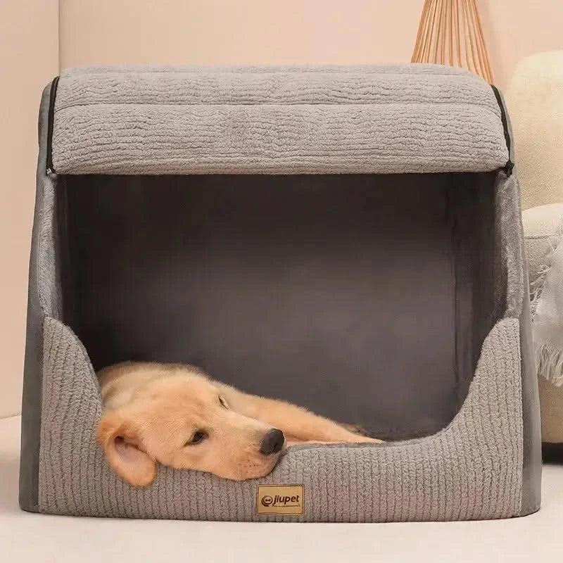 Cozy Winter Warm Dog & Cat Bed House - Removable Washable Plush Kennel Nest