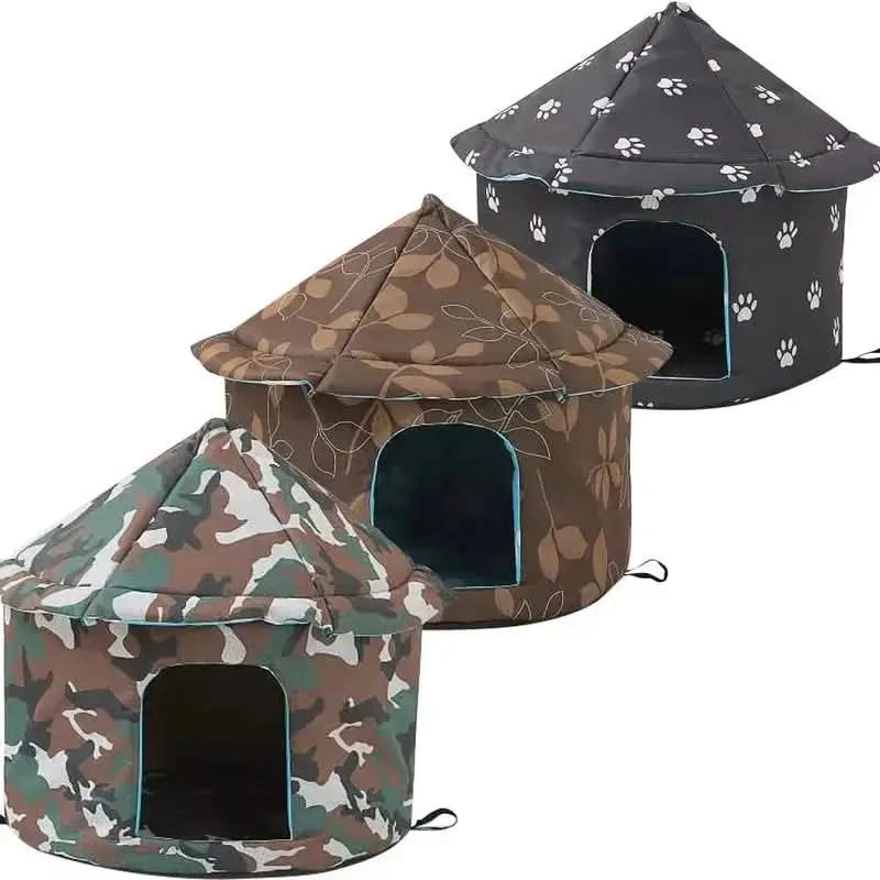 Waterproof Outdoor Insulated Cat House Dog Nest - Warm Foldable Pet Cave