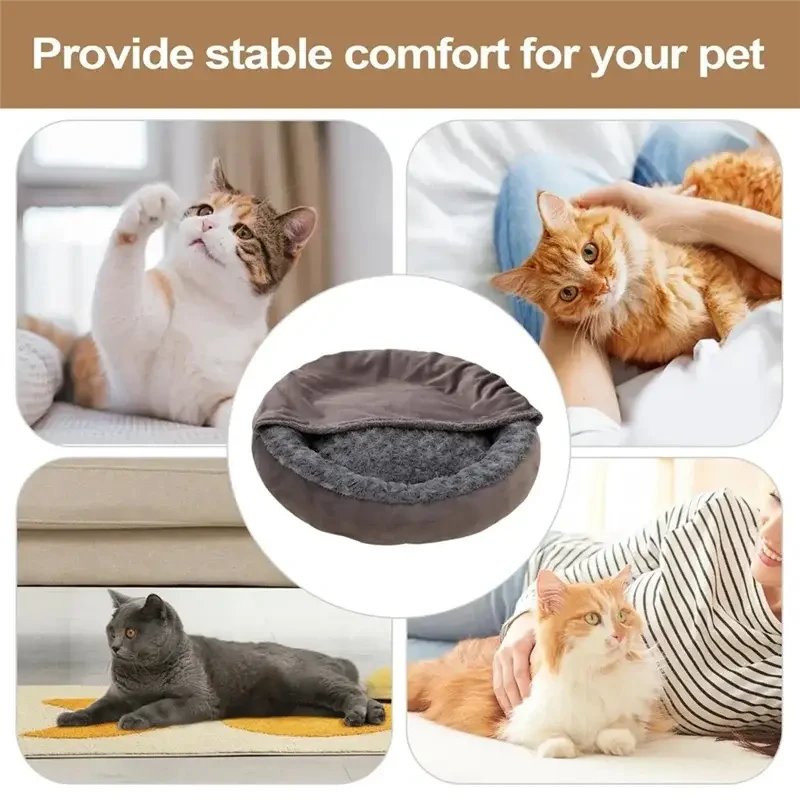 Plush Hooded Donut Pet Bed for Calming Small Dogs & Cats – Warm Winter Comfort