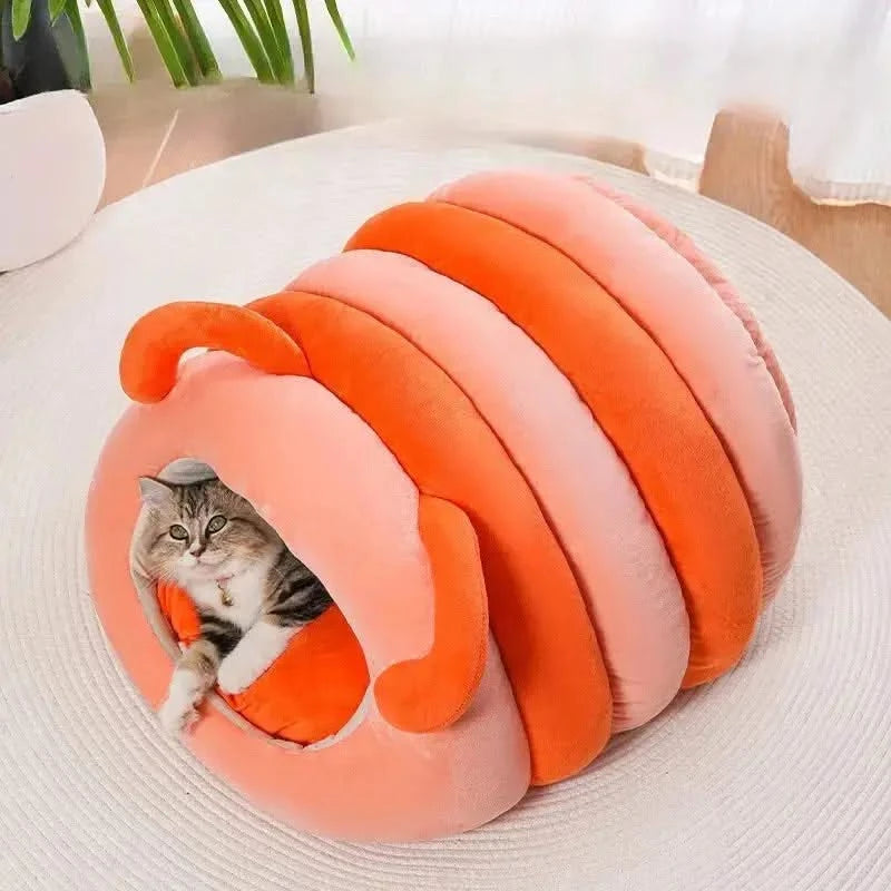 Plush Caterpillar Pet Nest: Winter Warm, Soft Anti-Slip Cozy Bed for Cats & Dogs