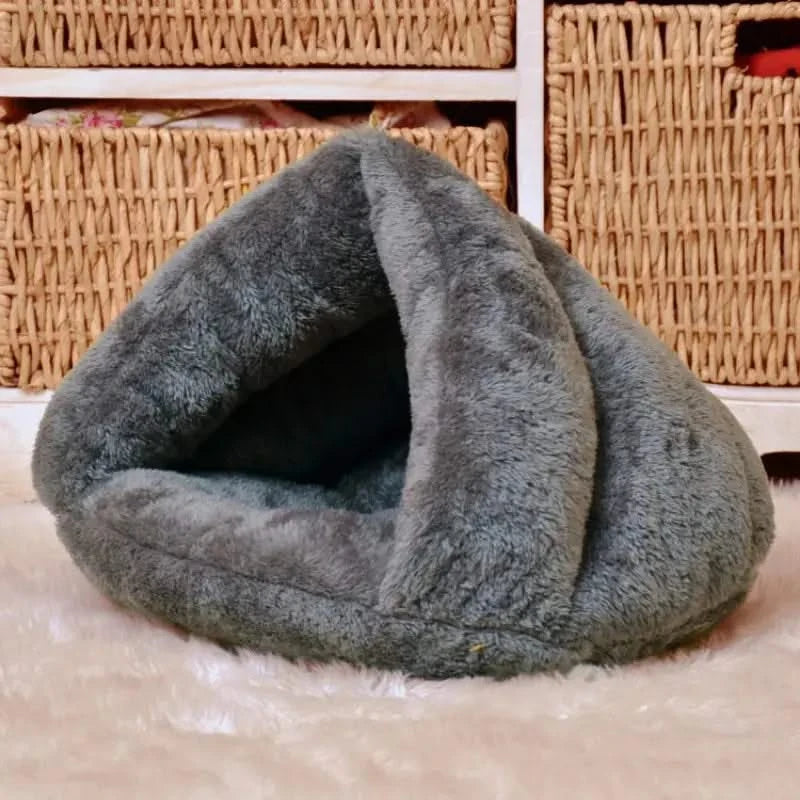 Cozy Triangle Plush Pet Bed Kennel Mat for Small Dogs & Cats