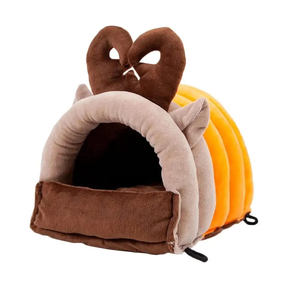 Cozy Elk Plush Pet Bed: Warm Winter Hideaway for Small Animals