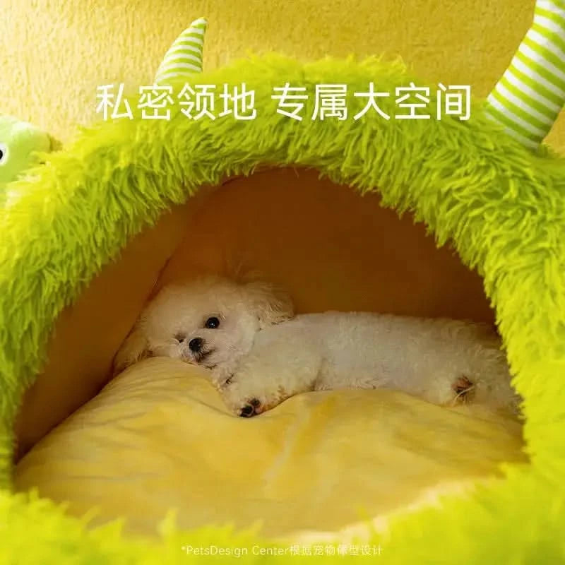 Plush Monster Pet Bed: Warm Thickened Dog Cat Kennel Mat