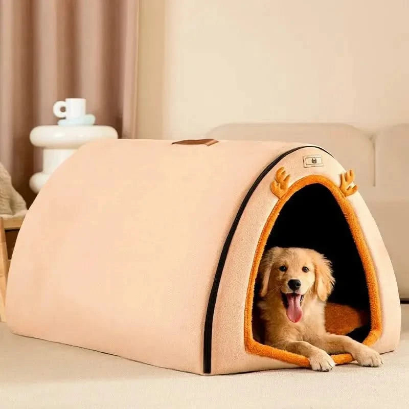 Cozy Warm Winter Dog & Cat House | Removable Washable Pet Bed Kennel Tent