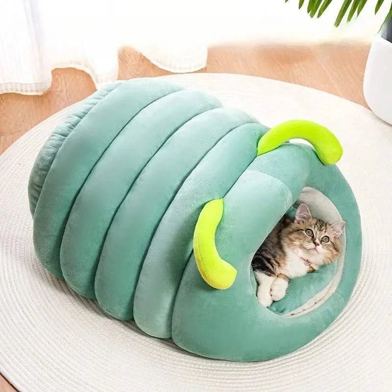 Plush Caterpillar Pet Nest: Winter Warm, Soft Anti-Slip Cozy Bed for Cats & Dogs