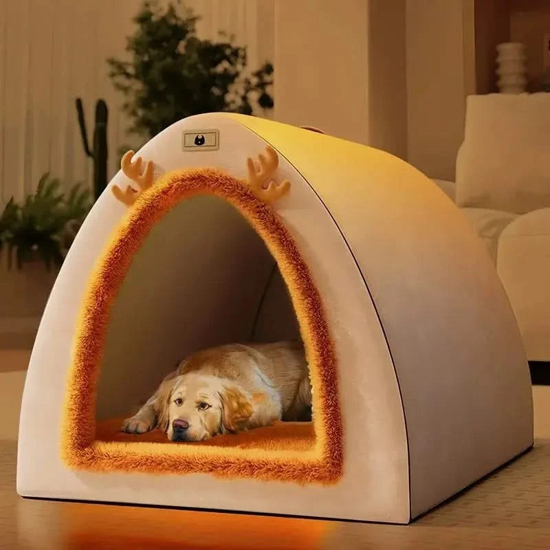 Cozy Warm Winter Dog & Cat House | Removable Washable Pet Bed Kennel Tent