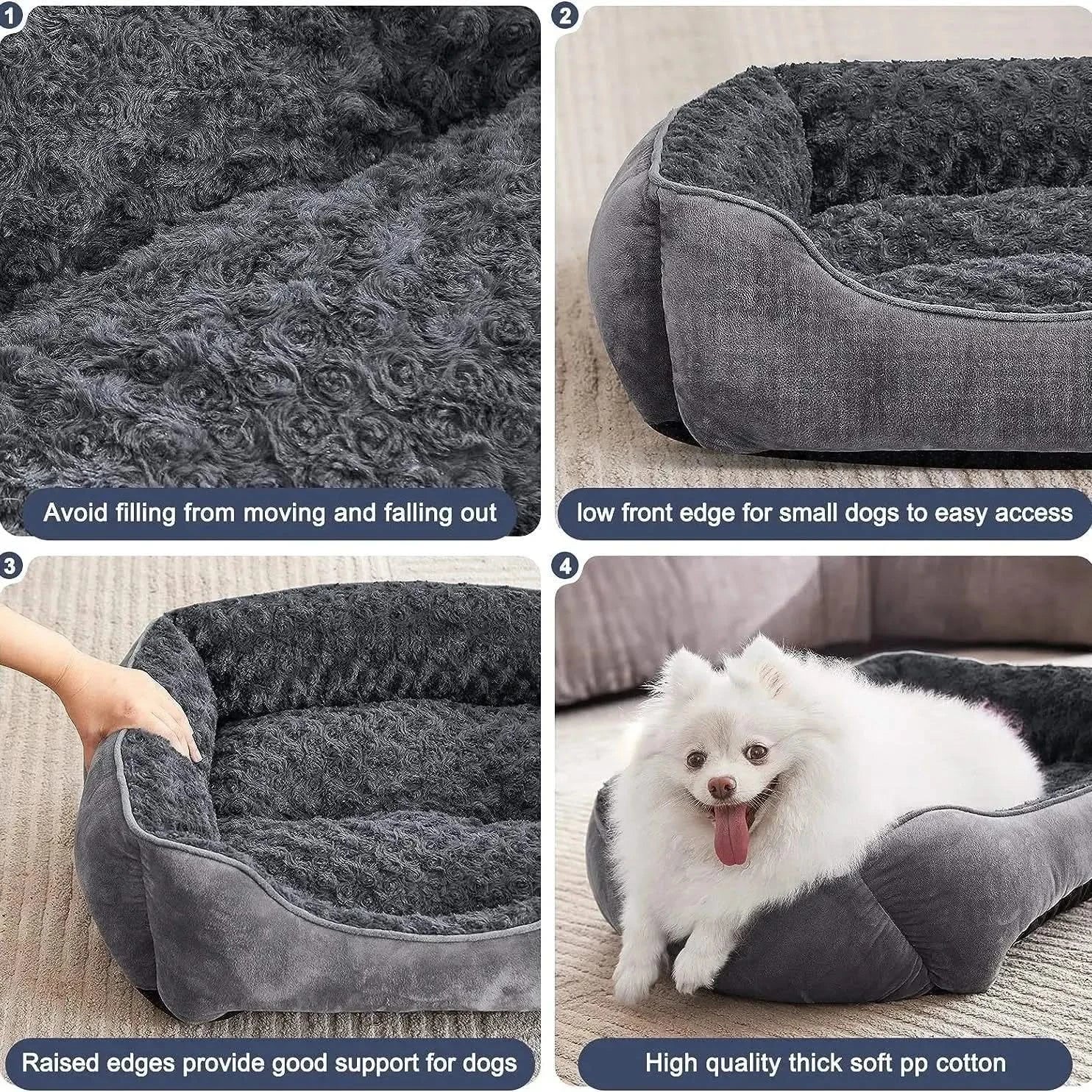 Premium Washable Square Plush Pet Bed: Waterproof Mattress for Medium Dogs