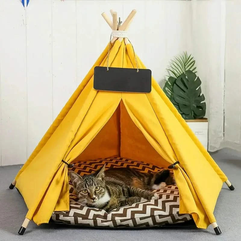 Cozy Pet Teepee Tent Bed with Thick Cushion Portable Dog Cat Rabbit House