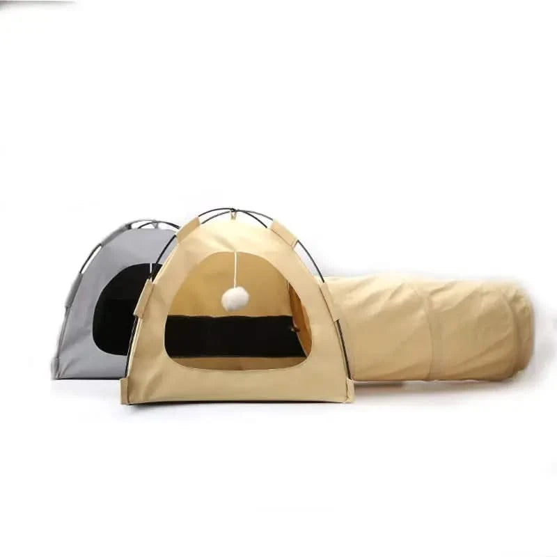 Portable Foldable Cat House Tent, Four Seasons Pet Nest Tunnel Bed Mat