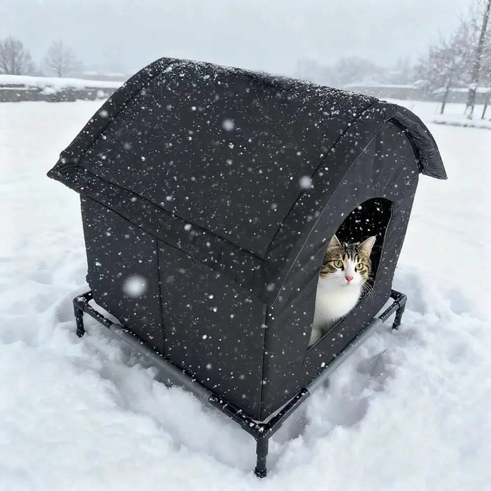 Insulated Waterproof Outdoor Cat House Shelter - Feral & Stray Pet Bed