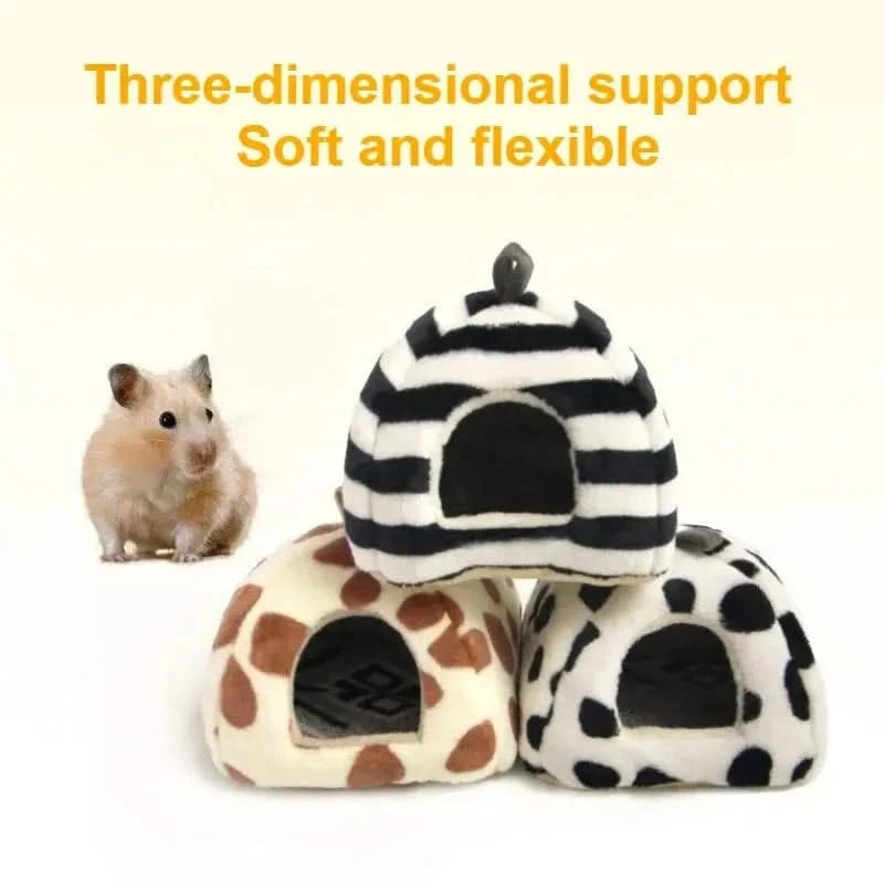 Cozy Fleece Winter Hamster Nest Bed, Hangable Small Animal Cave House