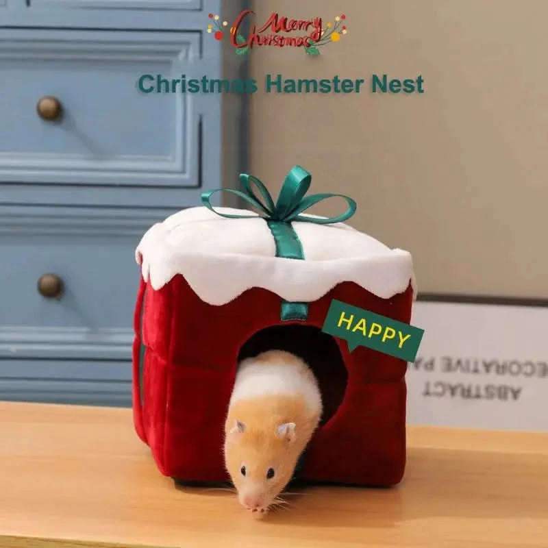 Cozy Christmas Hamster Hideout Warm Small Animal Bed Guinea Pig House