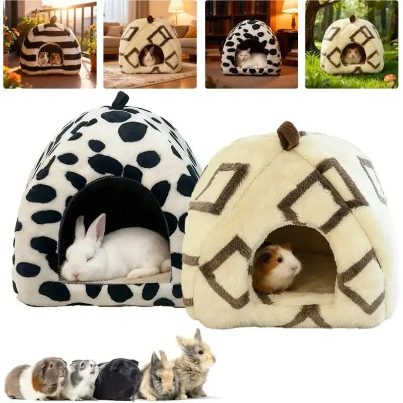 Cozy Fleece Winter Hamster Nest Bed, Hangable Small Animal Cave House