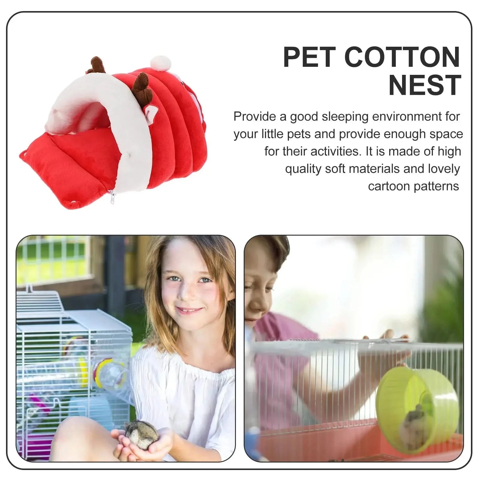 Cozy Winter Warm Hamster Nest Bed for Small Animals, Squirrels, Mice – Soft Pet Rest Cave