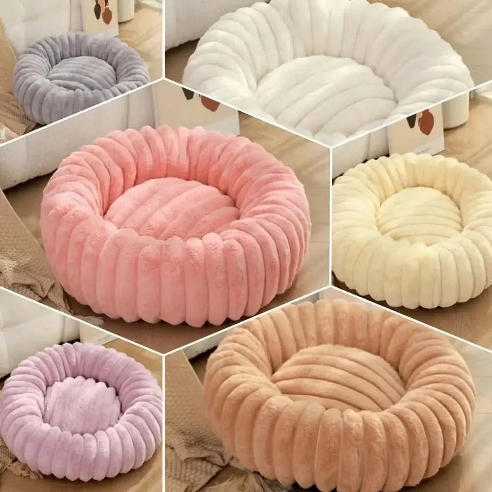 Cozy Round Plush Pet Bed for Dogs & Cats - Warm, Soft, Washable