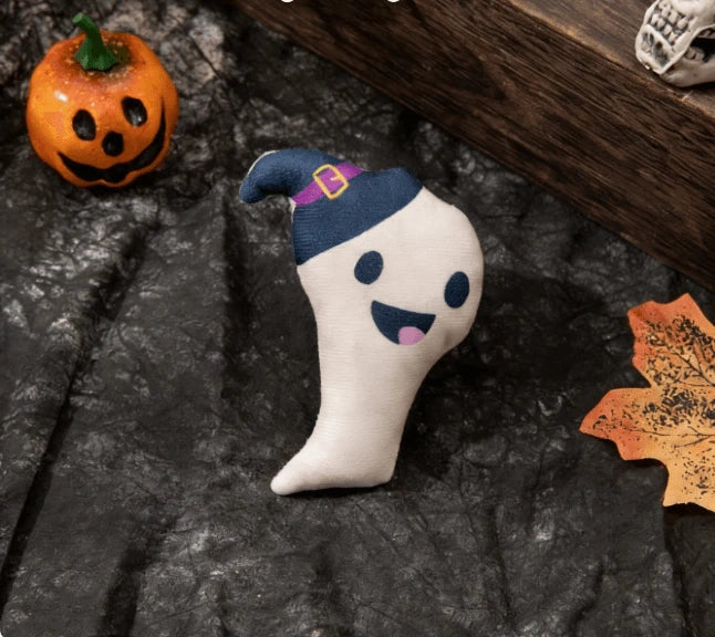 Interactive Halloween Plush Toy Set for Cats/Dogs - Pumpkin/Ghost/Skeleton, Soft Fabric