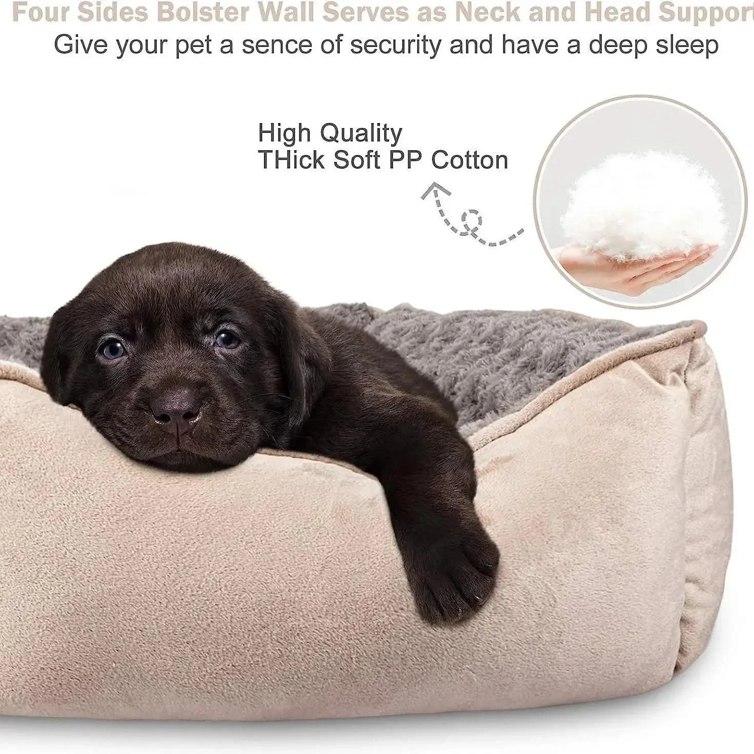 Premium Washable Square Plush Pet Bed: Waterproof Mattress for Medium Dogs