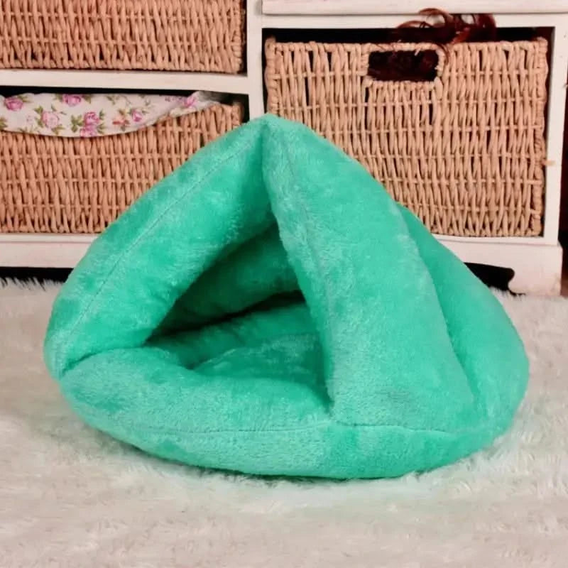 Cozy Triangle Plush Pet Bed Kennel Mat for Small Dogs & Cats