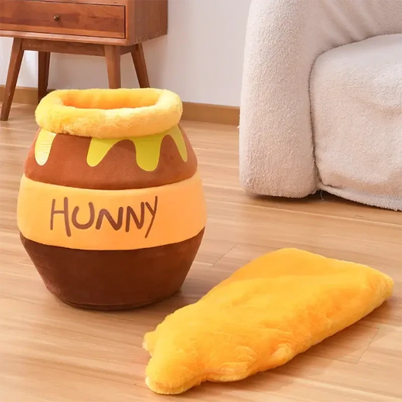 Warm Honey Jar Pet Bed: Soft, Breathable Nest for Cats & Small Dogs