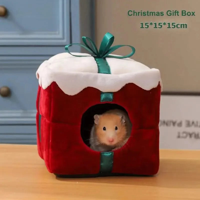 Cozy Christmas Hamster Hideout Warm Small Animal Bed Guinea Pig House