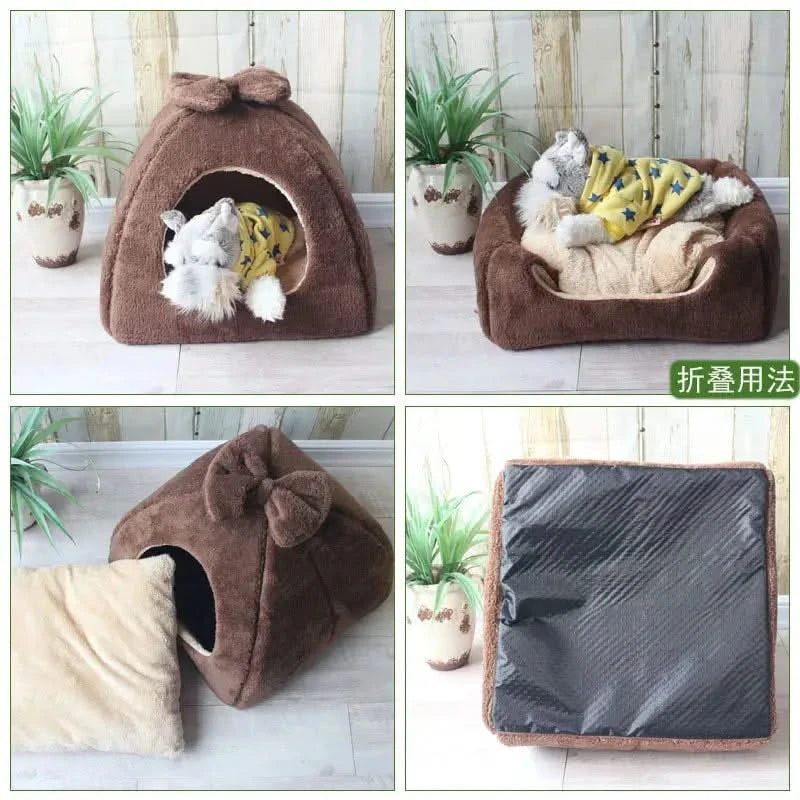 Warm Winter Pet House & Cat Bed Mat – Soft, Comfortable, Removable Nest
