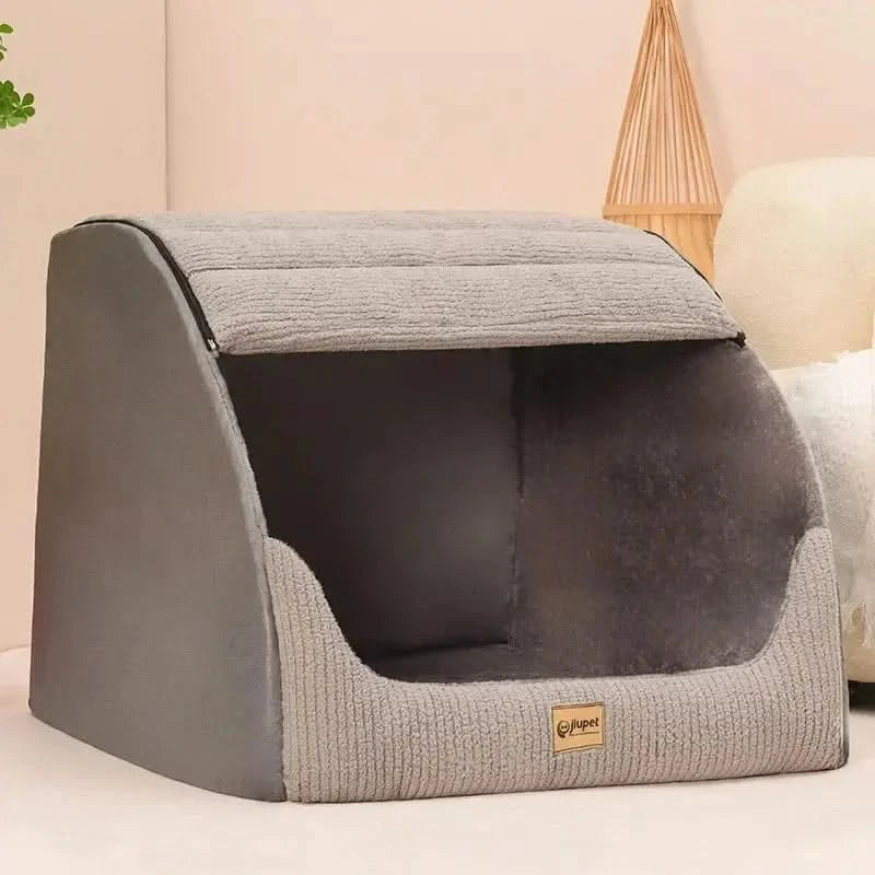 Cozy Winter Warm Dog & Cat Bed House - Removable Washable Plush Kennel Nest