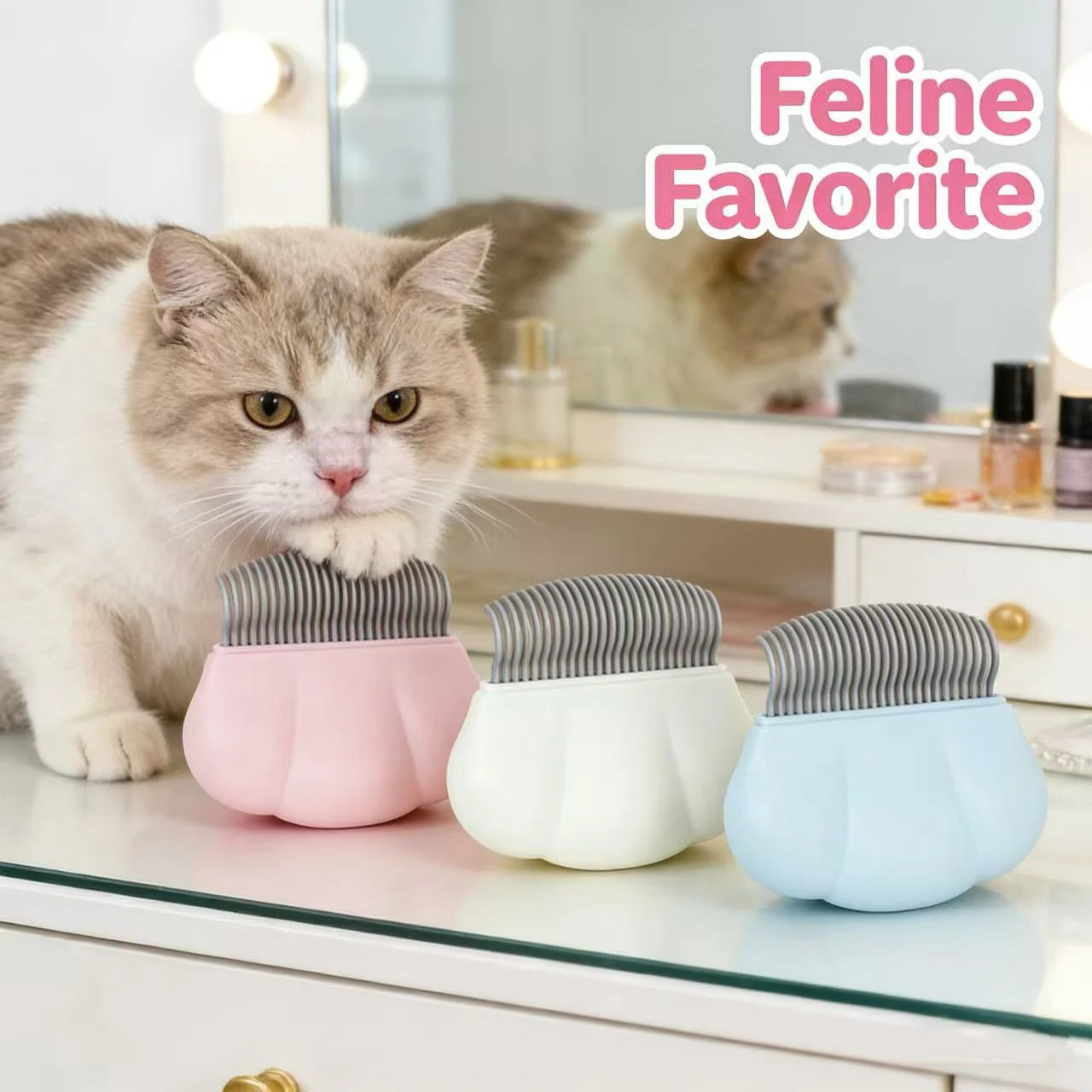 Grooming Cat Comb for Cats - Pumpkin-Shaped Plastic Multi-Color