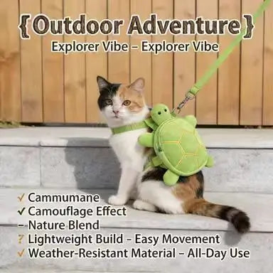 Escape-Proof Cat Harness Backpack: Turtle Design, Plush Fabric