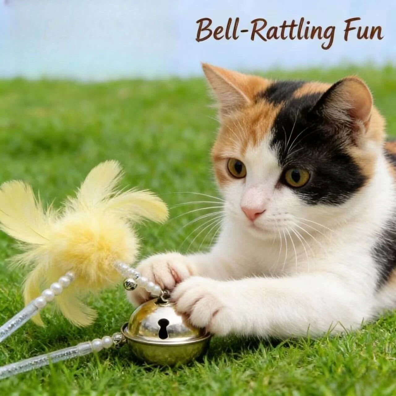 Interactive Cat Teaser Wand - Feather & Pom-Pom, Sparkle Stick, Multi-Color