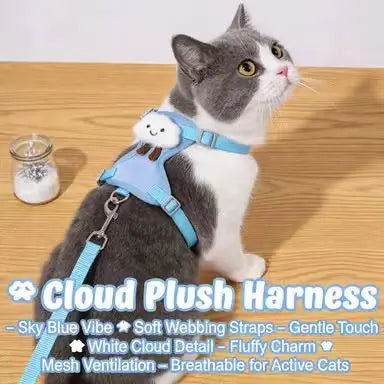 Escape-Proof Cat Harness & Leash: Cloud Accent, Adjustable Padded Design