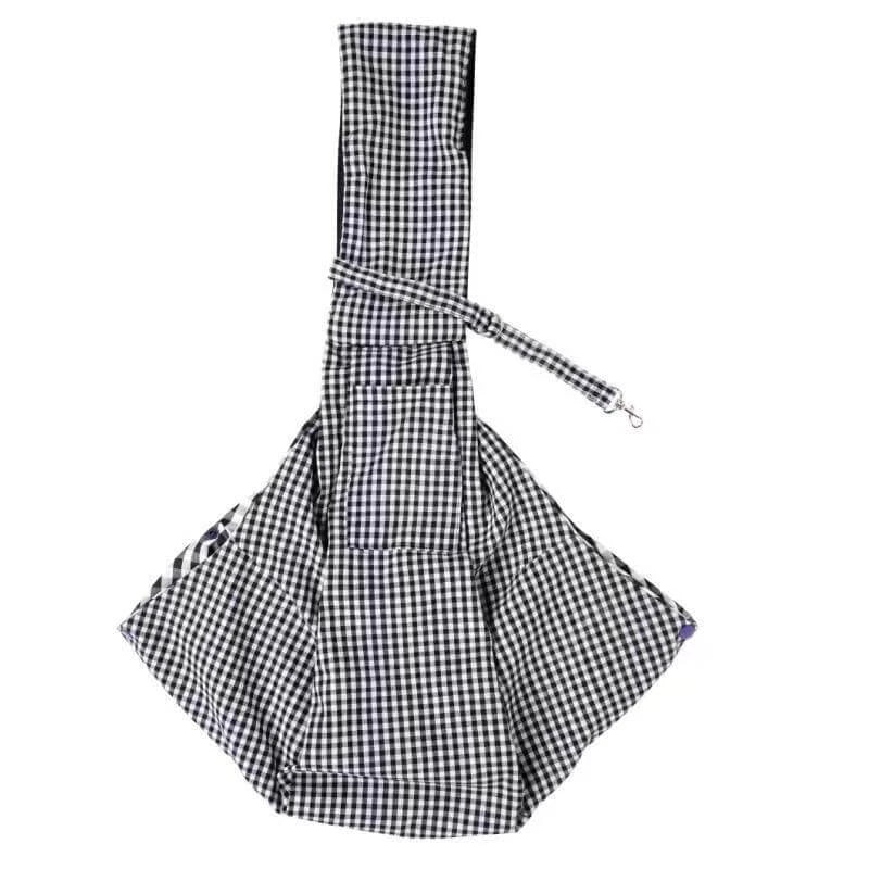 Travel Pet Sling Carrier - Lightweight Fabric, Checkered, Black & White