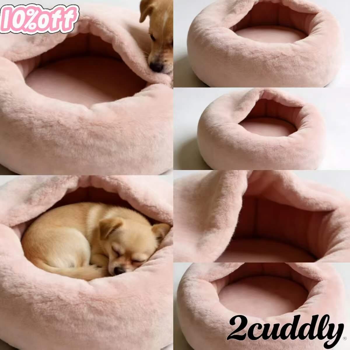 Plush Donut Dog Bed, Round Design, Pink, Cuddly Shape, Cozy Nest
