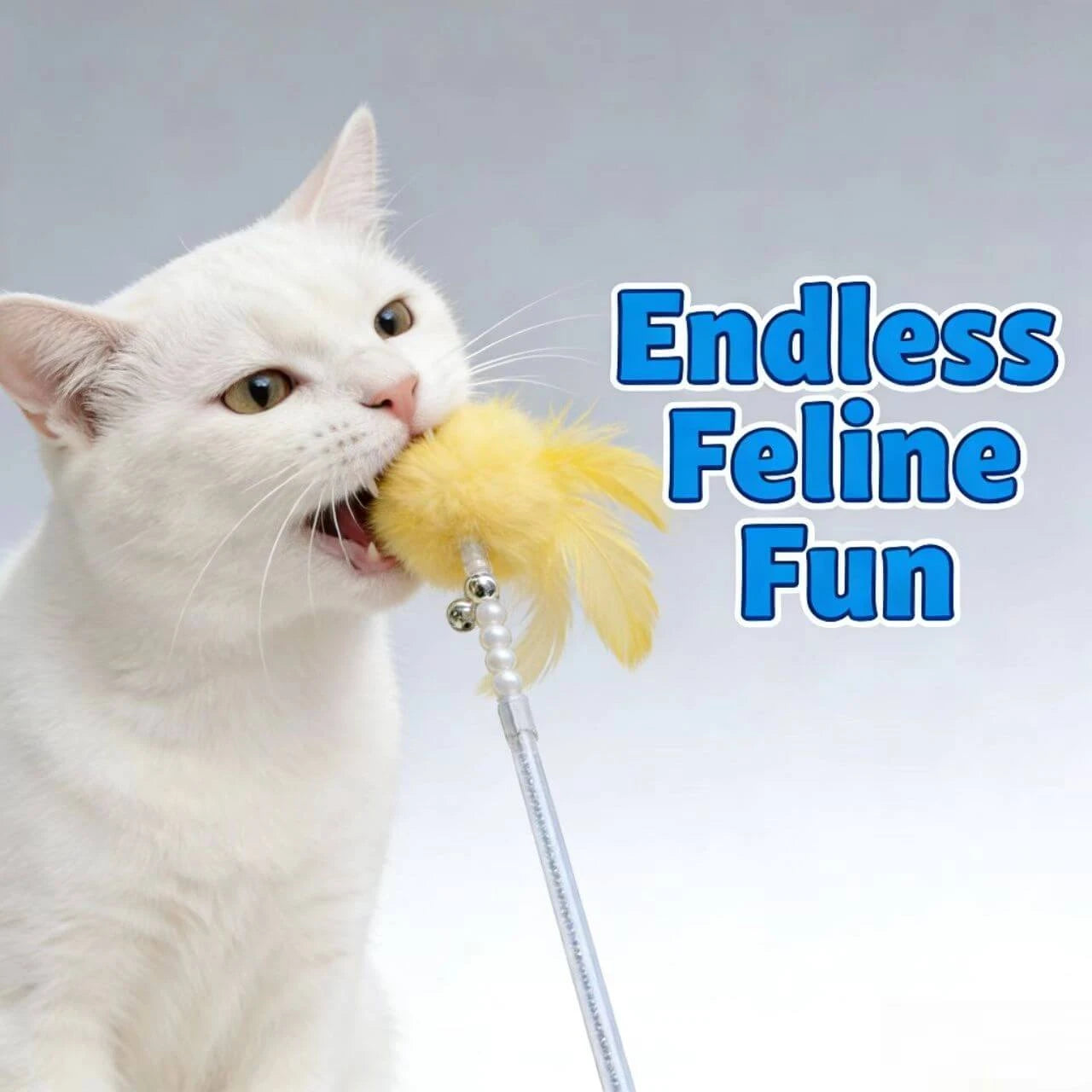 Interactive Cat Teaser Wand - Feather & Pom-Pom, Sparkle Stick, Multi-Color