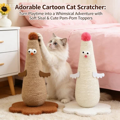 Niche Product: Angel-Shaped Cat Scratcher, Beige/White, Rope, Stable Base, Claw Care for Cats