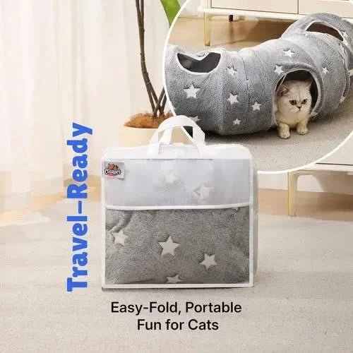 Luxurious Plush Interactive Donut Cat Tunnel Bed with Dual Peekaboo Holes