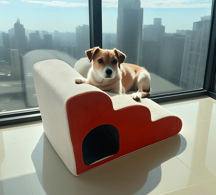 Sheltering Resting Pet Hideout: Beige-Red, Hidden Nest Design for Lizards