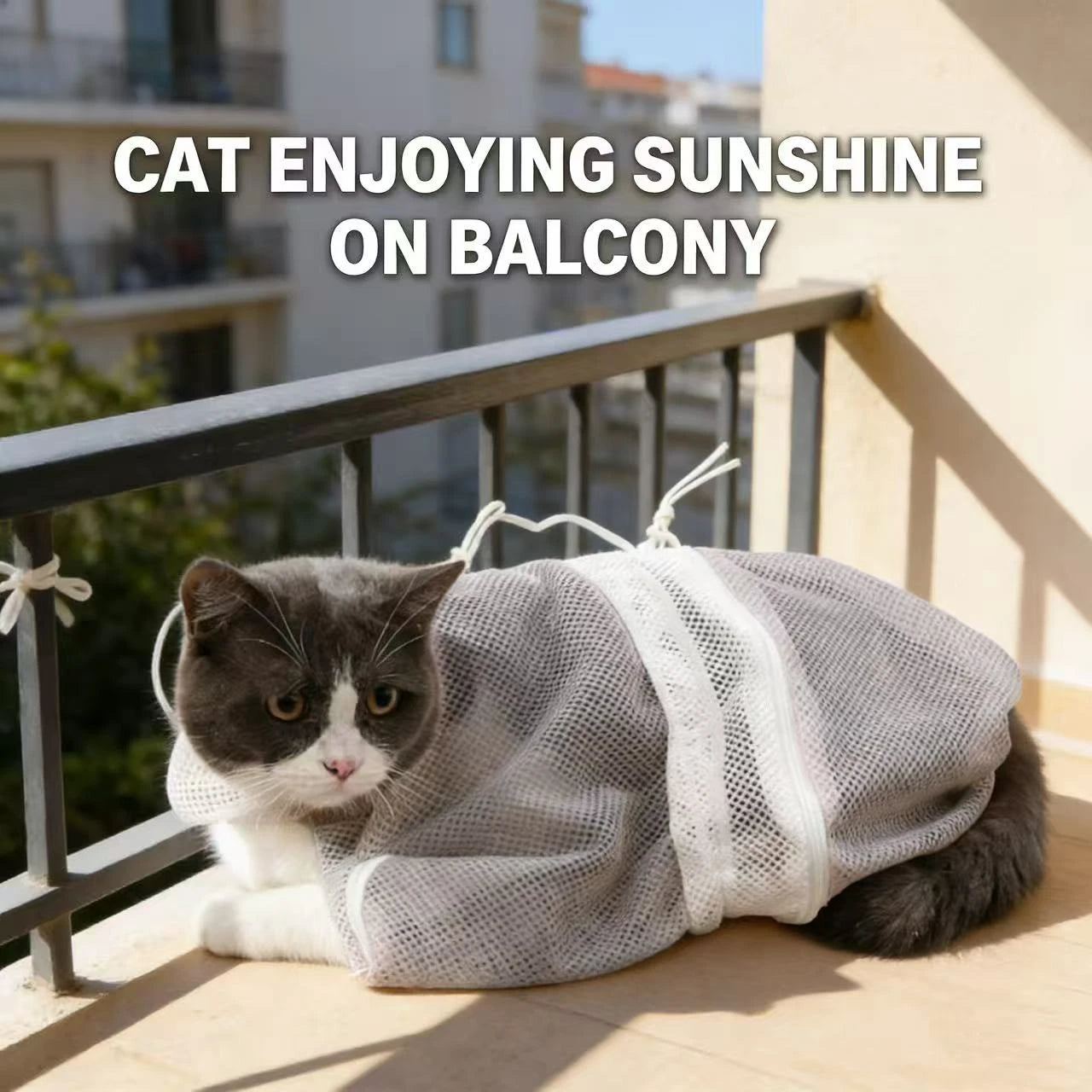 Secure Bath Cat Restraint Bag for Cats - Breathable Mesh Design