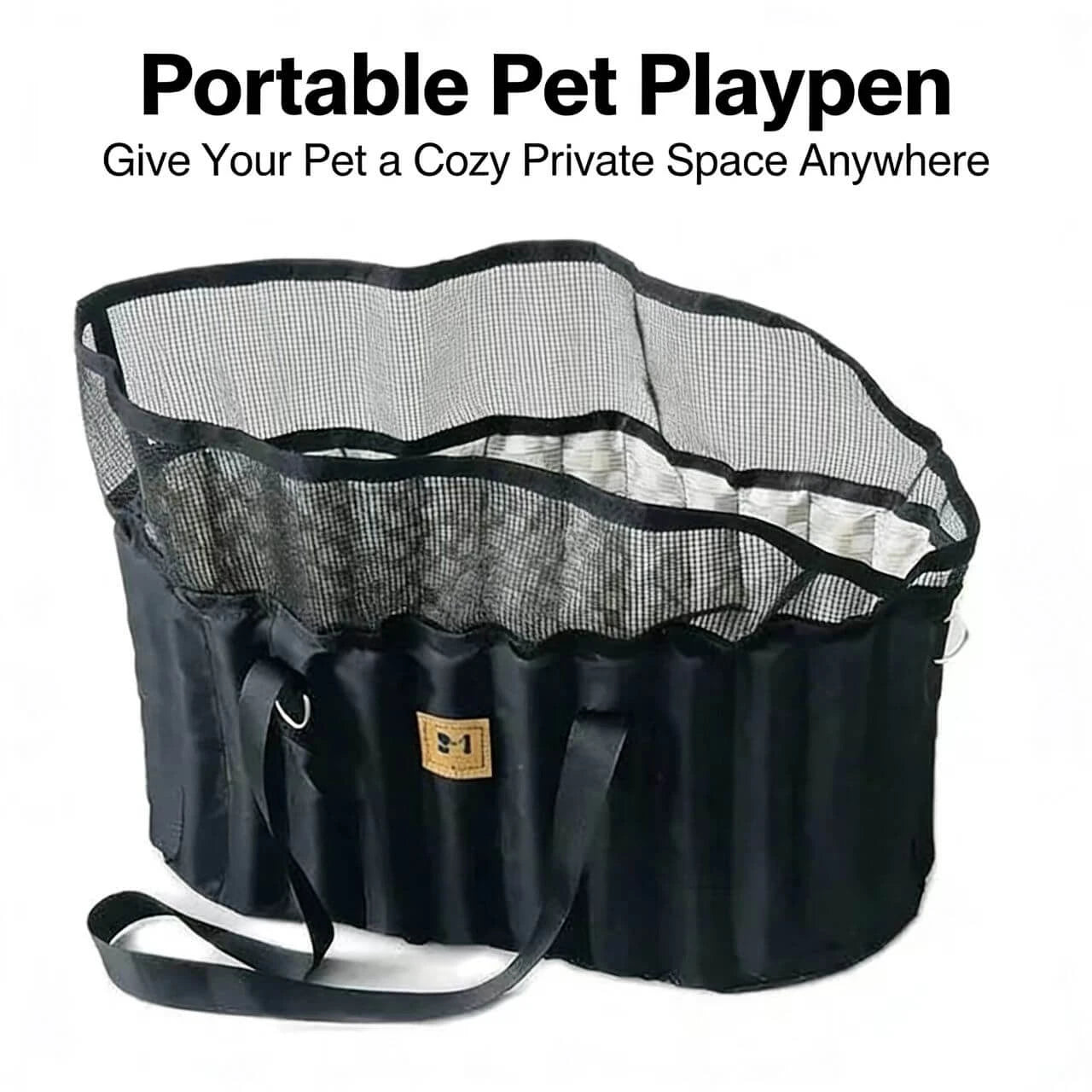 Indoor/Outdoor Pet Playpen - Foldable, Breathable, Black