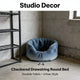 Studio-Decor Pet Bed for Dogs - Round, Blue Checkered, Adjustable Drawstring, Durable Fabric, Urban Style