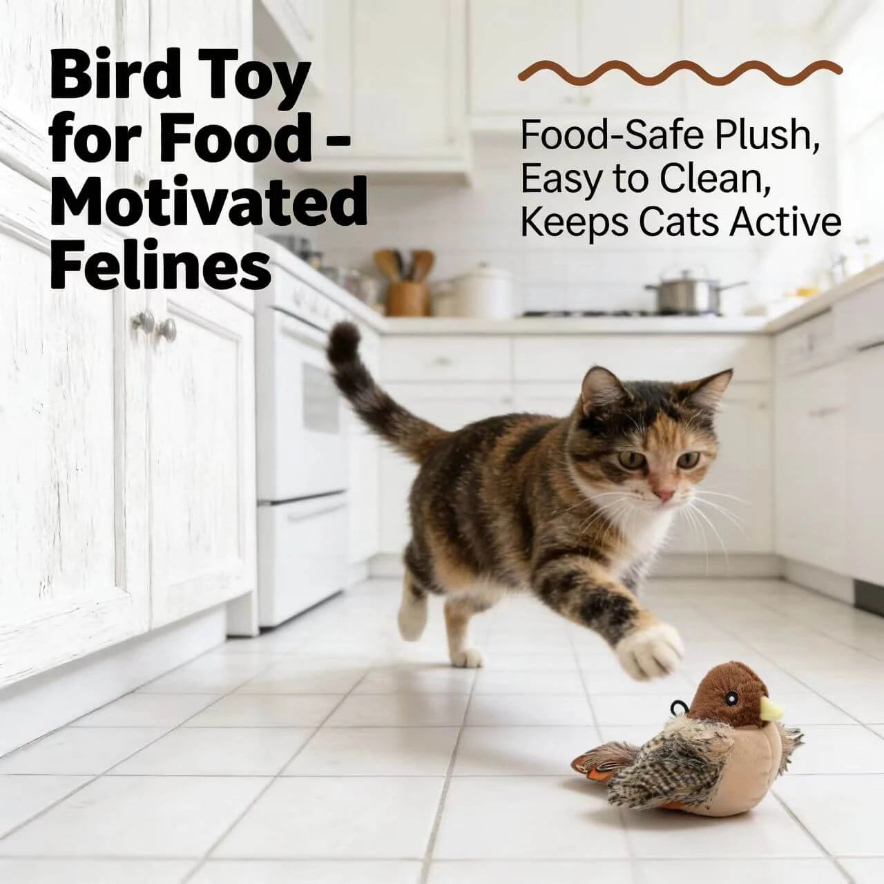 Lifelike Bird Cat Toy - Soft Plush, Feather Wings, Interactive Play Toy