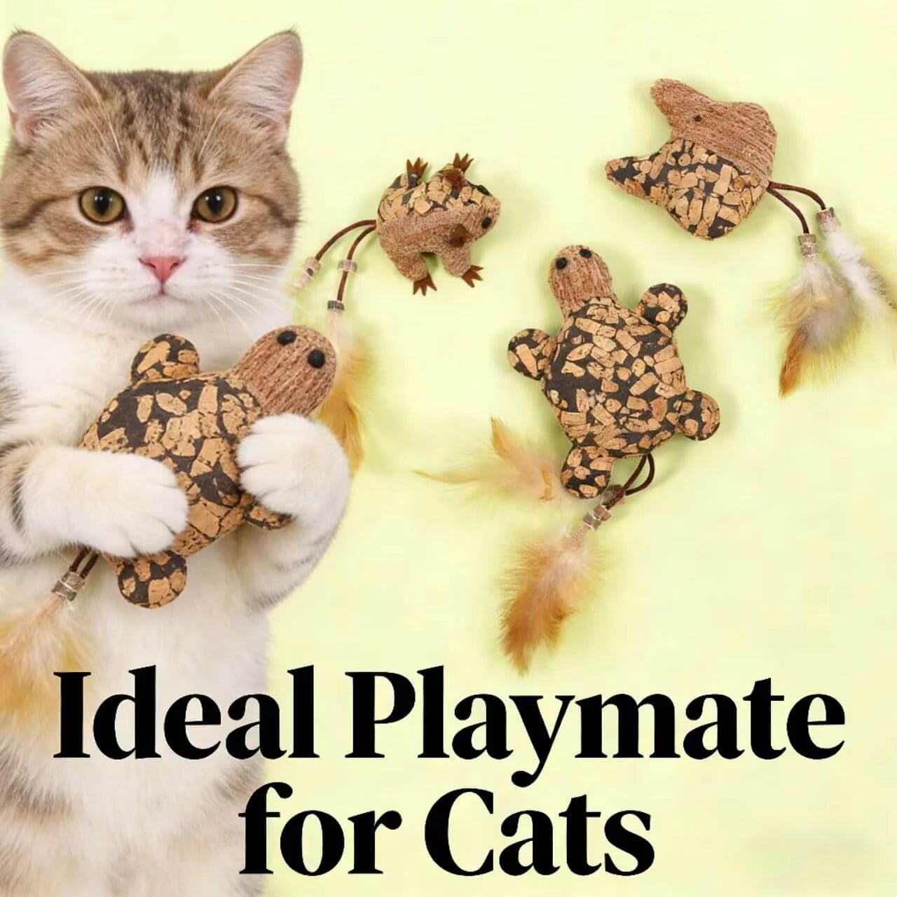 Soft Texture Cat Toy Set - Cork Pattern, Feather Teaser, Catnip & Silvervine