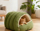 Corduroy Cave Cat Bed: Cozy Hideaway, Plush Lining (Green)