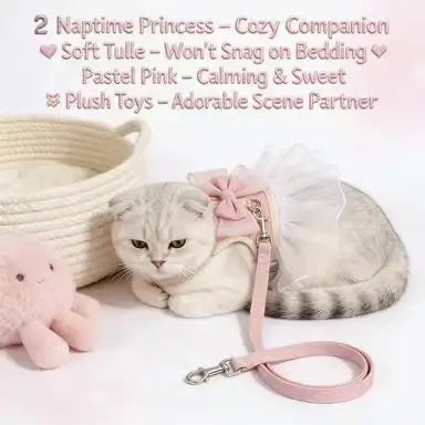 Escape-Proof Cat Harness & Leash: Tulle Skirt & Bow Accent, Princess Style
