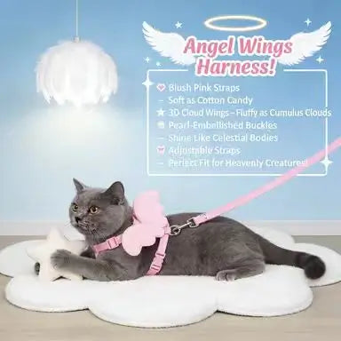 Escape-Proof Cat Harness & Leash: Angel Wings Design, Adjustable Fit
